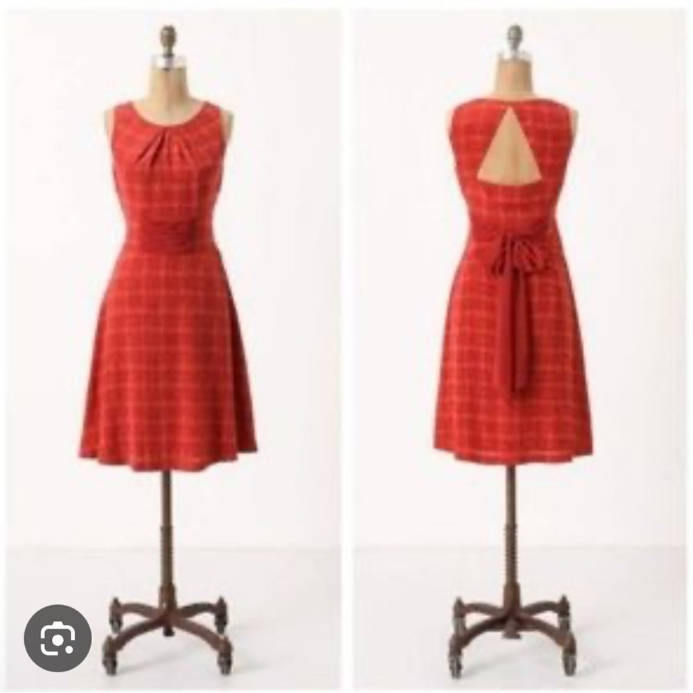Anthropologie Girls from Savoy Goji Plaid Silk Dress Size 6